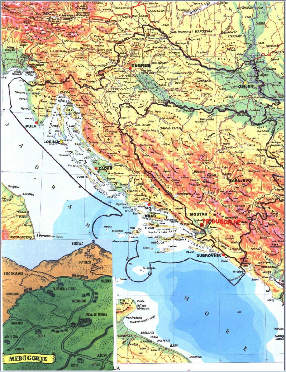 מפה של medjugorje בוסניה הרצגובינה